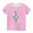 thumbnail image 4 of Lilgiuy Little Girls Short Sleeve Shirts Cute Crew Neck Solid Color Carrot Print Summer Soft Cozy Pollover Tee Top for Hawaiian Pool Seaside(Pink,4-5 Years), 4 of 4