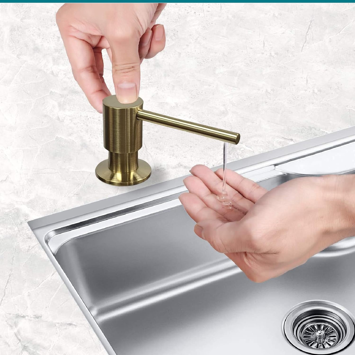 Strictly Sinks Contemporary Liquid Soap Dispenser - Stainless Steel Dish Soap Dispenser, Refillable Kitchen Soap Dispenser for Kitchen Sink, Soap Dispenser Bottle with Stainless Steel Pump