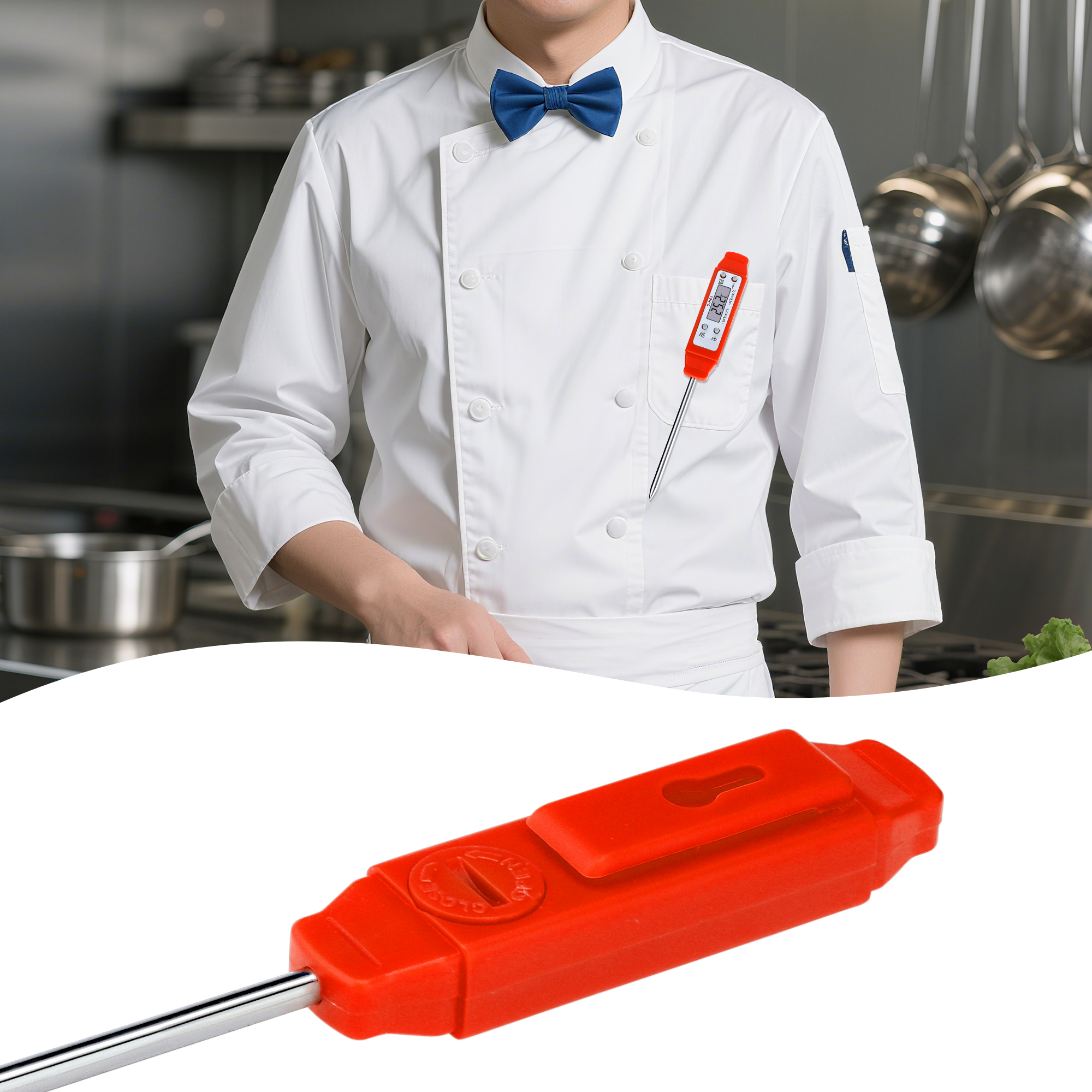 Unique Bargains Instant Read Food Thermometer with Protective Case for Cooking Red