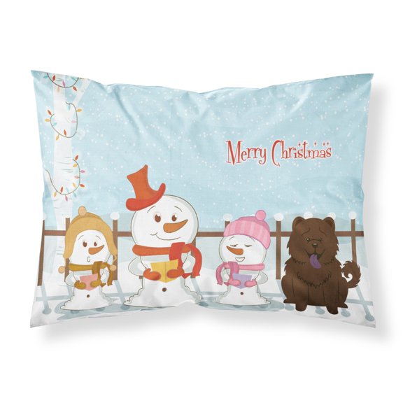 Merry Christmas Carolers Chow Chow Chocolate Fabric Standard Pillowcase