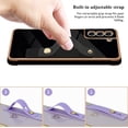 thumbnail image 6 of Designed for Samsung Galaxy S21 FE 6.4" Luxury Case for Women Girls,Soft Silicone Plating Bumper Wristband Holder Case Slim Anti-Scratch Shockproof Love Heart Cute Case(Elegant Black), 6 of 14