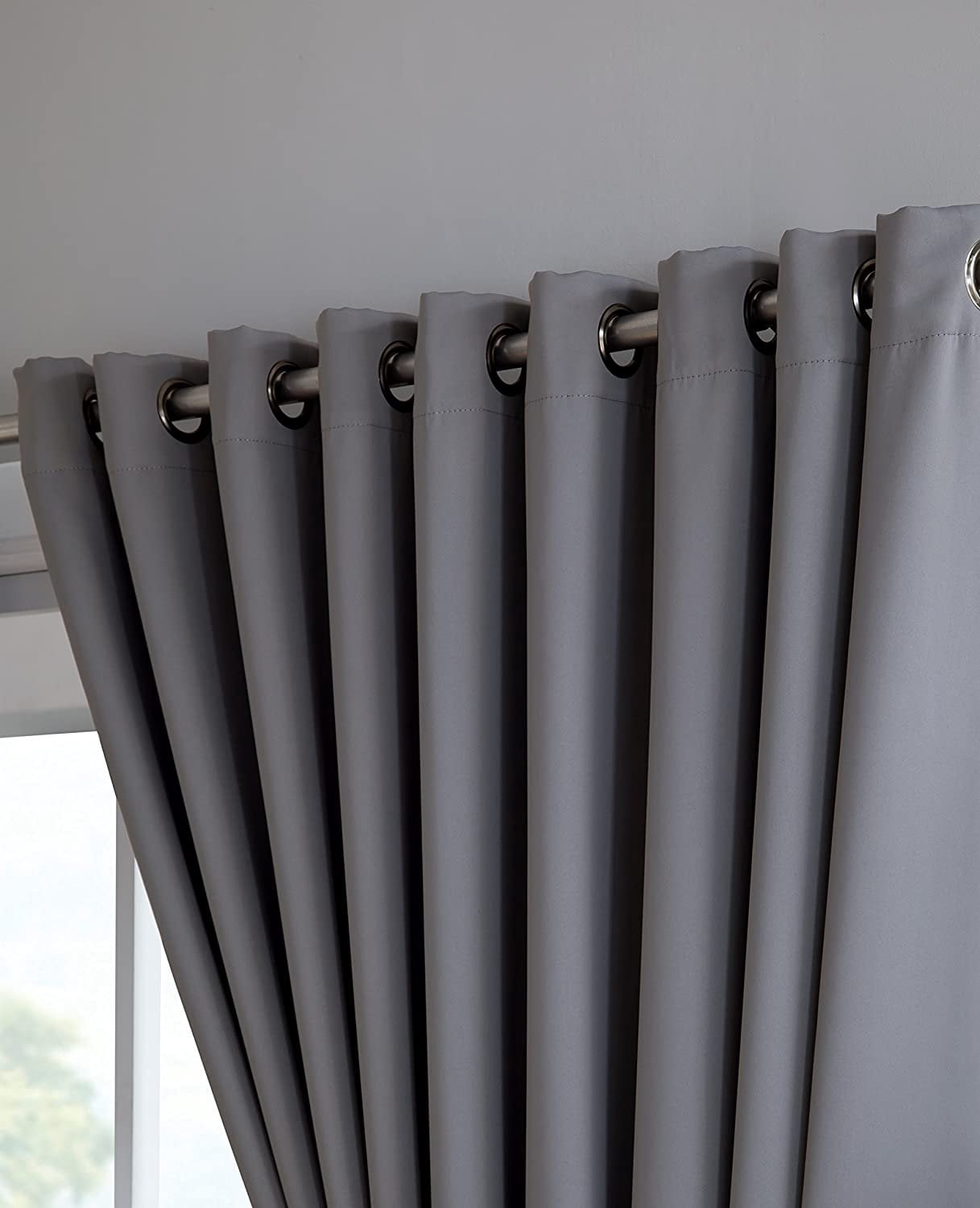 DecoSource - 2 Wall-to-Wall Blackout Grommet Curtains Panels - 108 Inch Long with Tiebacks - Total Size 216 Inch Wide 108 Each Panel - Solid Thermal Insulated 108" x 108", Light Grey