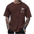 thumbnail image 2 of Yertdoel Mens T-Shirts Fashion Palm Tree Tropical Printed Graphic Beach Tee Tops Solid Color Round Neck Summer Vacation Casual Short Sleeve Shirts, 2 of 5