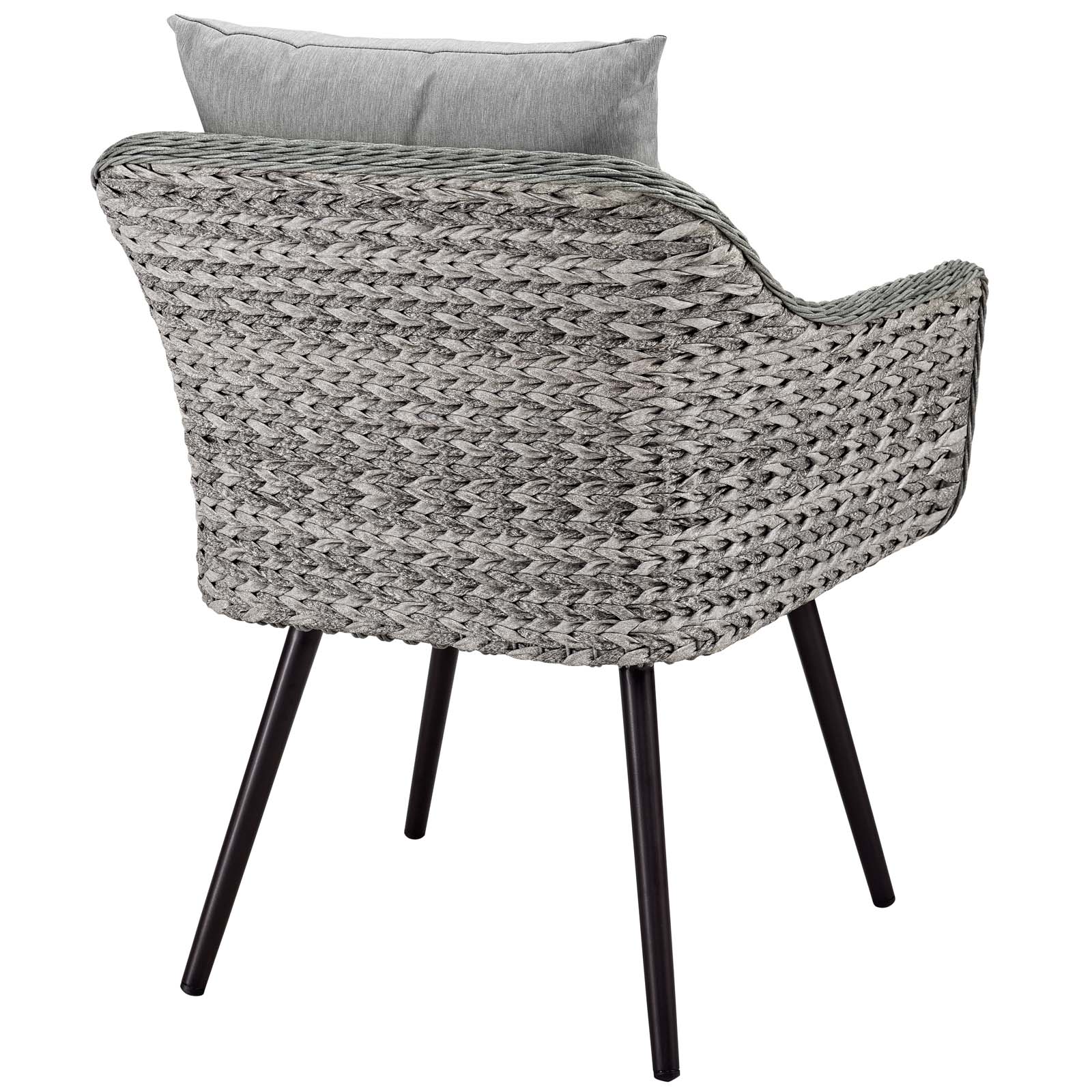Modern Contemporary Urban Design Outdoor Patio Balcony Garden Furniture Lounge Chair Armchair, Rattan Wicker Aluminum Metal, Grey Gray - image 4 of 5