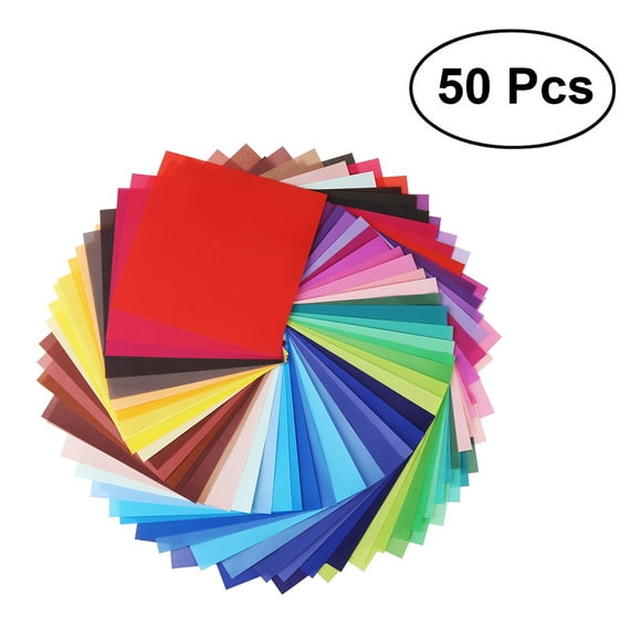 50 Feuilles de Papier Origami aux Couleurs Vives, Feuille Carrée Simple Face pour Projets d'Art et d'Artisanat, 15x15cm