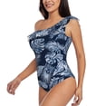 thumbnail image 3 of Picia Tropical Leaves Pattern Women's One Piece Swimsuits,One Shoulder Swimwear Asymmetric ,Ruffle Monokinis Bathing Suits,High Waisted Flattering Bathing Suits-X-Large, 3 of 8