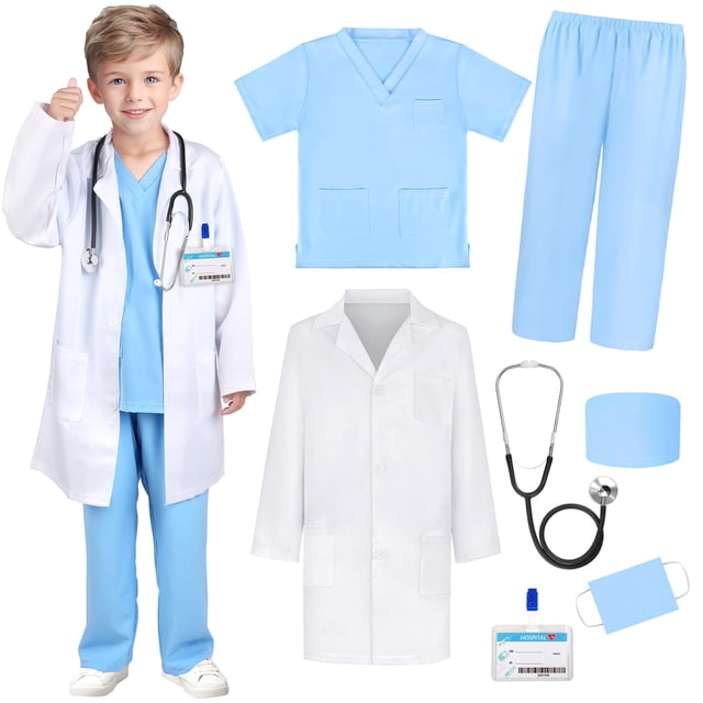 Disfraz de médico para niños, con estetoscopio, caja de regalo