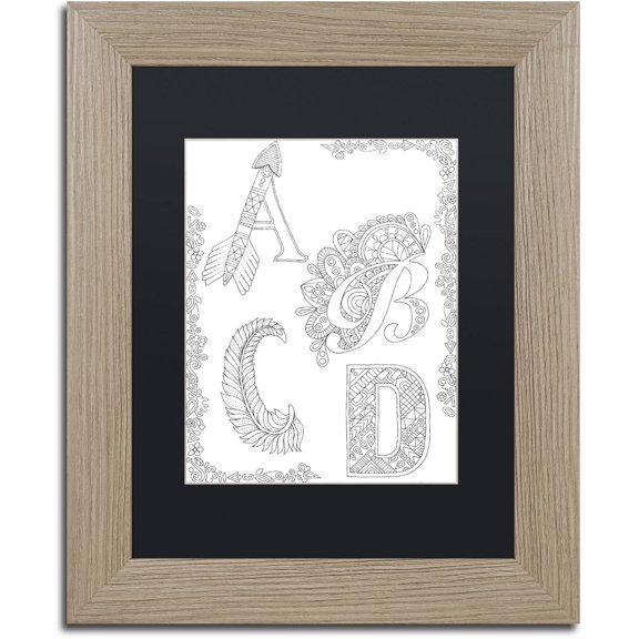 Trademark Fine Art "Letters and Words 24" Canvas Art by Hello Angel, Black Matte, Birch Frame