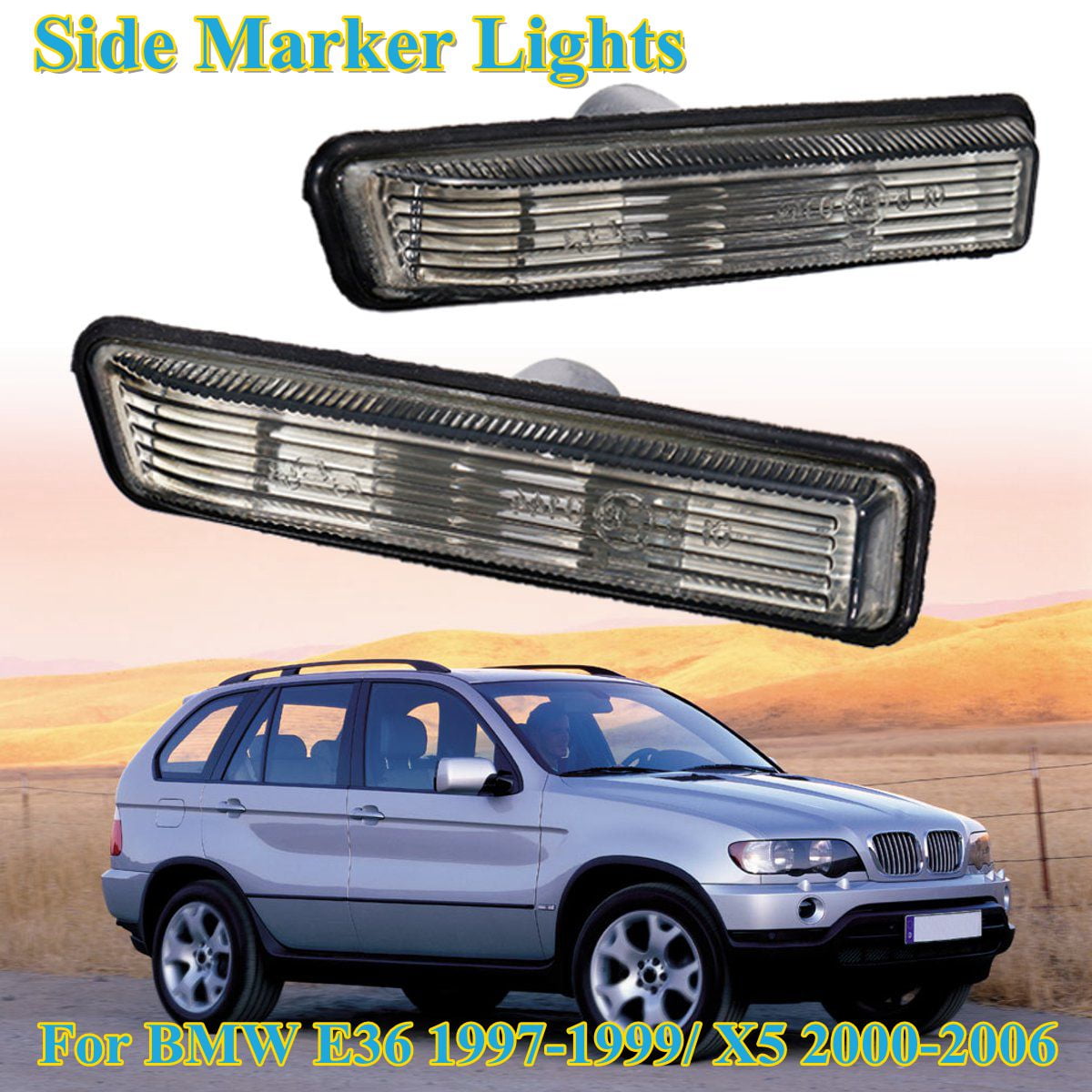 Pair ABS Front Side Marker Lights for BMW E36 19971999/ X5 20002006