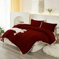 thumbnail image 3 of DNG Luxury 1 Piece Pom Pom Plain Pattern Comforter Set, 800 Thread Count, 100% Egyptian Cotton, White Vintage Pom-Pom Fringe Super Soft (King/California King Size Burgundy Color), 3 of 9