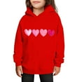 thumbnail image 2 of ATOGUTA Valentines Day Sweatshirts for Girls Hooded Heart Sweatshirt Fall Winter Kid Long Sleeve Shirt Pullover Top Size 3T-14, Red, 2 of 5