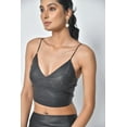 thumbnail image 2 of Haut à Col Licou en Cuir Extensible pour Femmes, 2 of 6