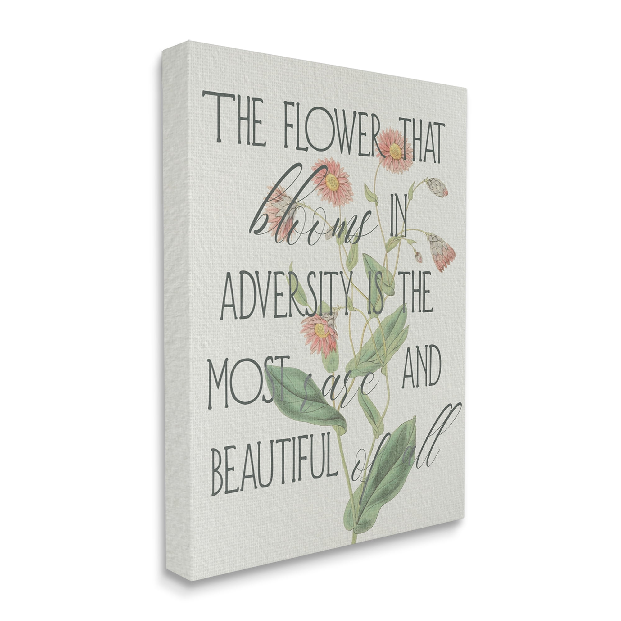 Stupell Industries Flower Blooms in Adversity Most Rare Motivational Phrase, 16 x 20, Design by Daphne Polselli