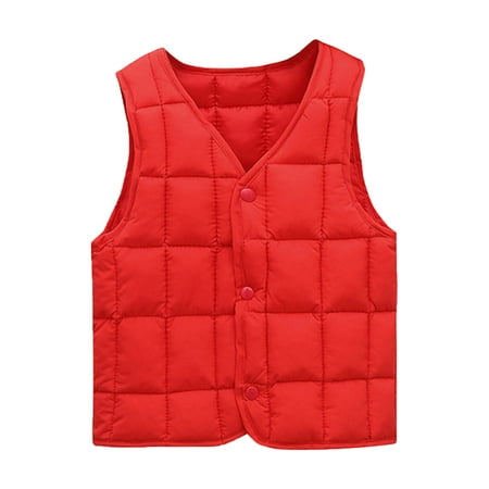 

Riforla Toddler Boys Girls Sleeveless Winter Warm Outwear Vest Jacket Coat Solid Color Fashion Toddler Winter Coat for Boys Girls Red 130