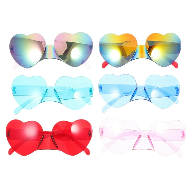 KAKOWELY 6 gafas de sol sin montura con forma de corazón, modernas y elegantes, ideales como recuerdo de fiesta.