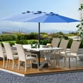thumbnail image 4 of Memoryfield 15 ft Double-Sided Patio Umbrella with Base Included, Large Outdoor Rectangular Market Umbrella for Poolside, Lawn & Backyard, Navy Blue, 4 of 9