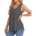 thumbnail image 5 of ZHENHONG Workout Tank Tops Woman Women'S Loose Round Neck Casual Vest European And American Fashion Solid Color Swallowtail Sleeveless U Neck T Shirt Large,Gray Women Blending Shirts S, 5 of 9