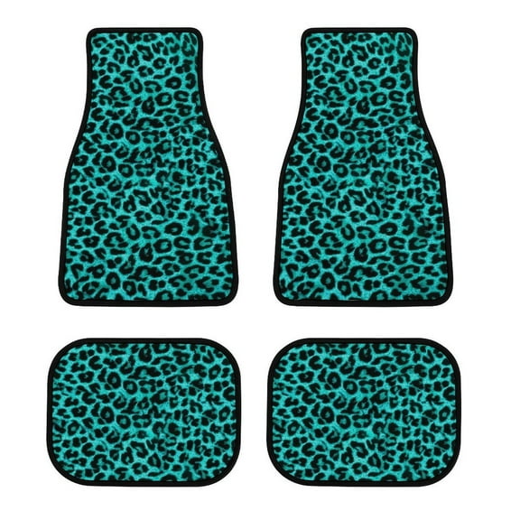Blue Leopard Print Car Foot Mat Set of 4, Floor Mats for Cars Anime Car Floor Mats 4 Pieces Set Floor Liner Car Accessories Automotive Decoration