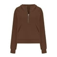 thumbnail image 4 of NOLDARES Womens Oversized Sweatshirts Fall Fashion Hoodies Half Zip Pullover Long Sleeve Shirts Clothes Outfits(Z2-Brown,XL), 4 of 5