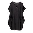 thumbnail image 1 of Vestido suelto Minnieouse femenino manga corta primavera verano Cuello Irregular Casual color sólido Negro L, 1 of 6