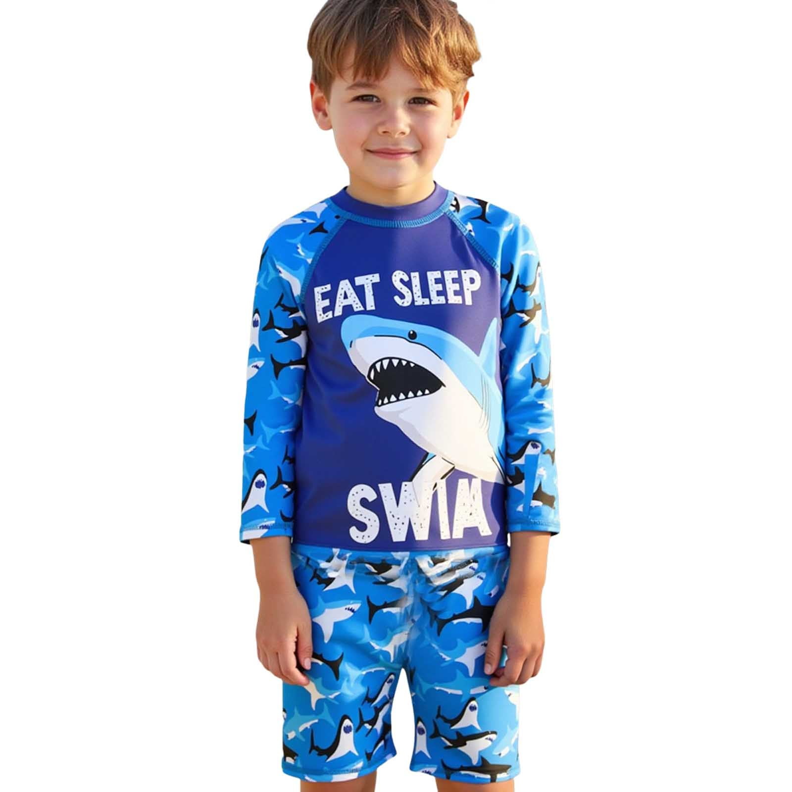 Shadoumai Kid Swimsuits with Shorts Cartoon Print Swimwear Boys 2 Piece Swimsuit Vacation Kid Bathing Suit