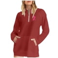 thumbnail image 1 of Women's Breast Cancer Anniversary Printed Half Zip Hoodless Sweater, 1 of 6