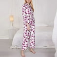 thumbnail image 3 of Honeii Orchids Flowers print Women's Pajama Sets Long Sleeve Button Down Sleepwear Nightwear Soft Pjs Lounge Sets-X-Large, 3 of 7
