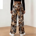 thumbnail image 5 of zaveiop Camo Pants Women Baggy Fleece Y2K Camouflage Cargo Pants High Waisted Wide Leg Drawstring Jogger Sweatpants (Coffee, S), 5 of 9