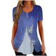 thumbnail image 2 of ICHUANYI Clearance Womens Summer Printed Patchwork Buttons Short Sleeve Rround-Neck Casual Blouse Tunic Tops(Navy, L) ICHUANYI WER2023081504319, 2 of 5