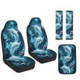 thumbnail image 7 of Xoenoiee Dolphin Hibiscus Print 5 PCS Automotive Seat Covers for Cars Trucks and SUVs, Car Seat Covers for Front Seats, Seat Belt Pads and Center Console Cover, Leather Auto Interior Covers, 7 of 7