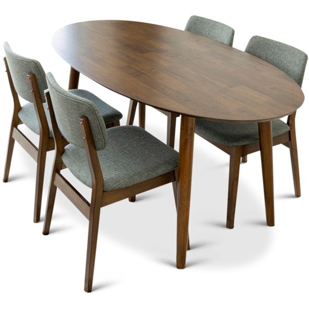 Kenza Modern Solid Wood Walnut Dining Room & Kitchen Table and Chairs ...