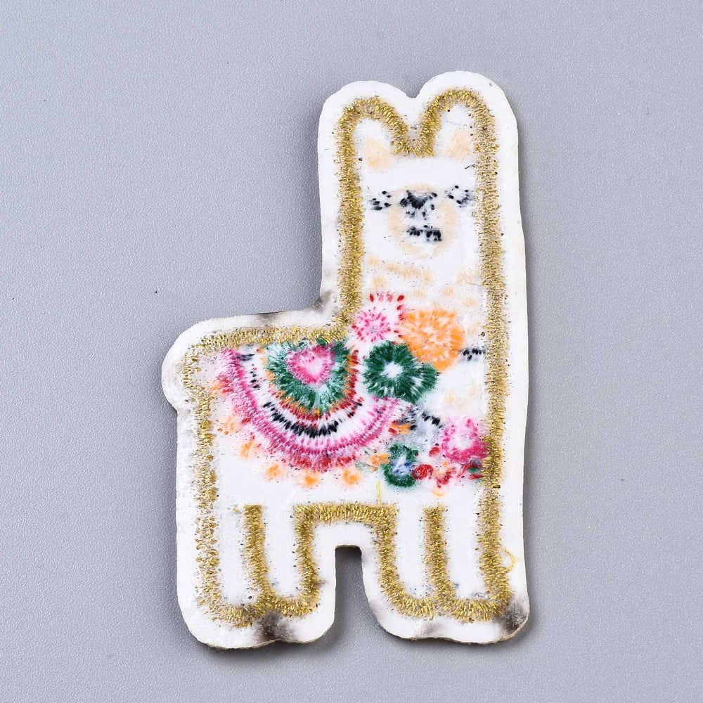 100pcs Alpaca Appliques Computerized Embroidery Cloth Iron on/Sew on Patches Costume Accessories Colorful 67x39x1.5mm