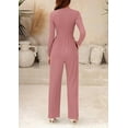thumbnail image 3 of PRETTYGARDEN Womens Jumpsuit Dressy Casual Spring Fall Fashion One Piece Outfits Long Sleeve Mock Neck Wide Leg Pants Rompers, 3 of 8
