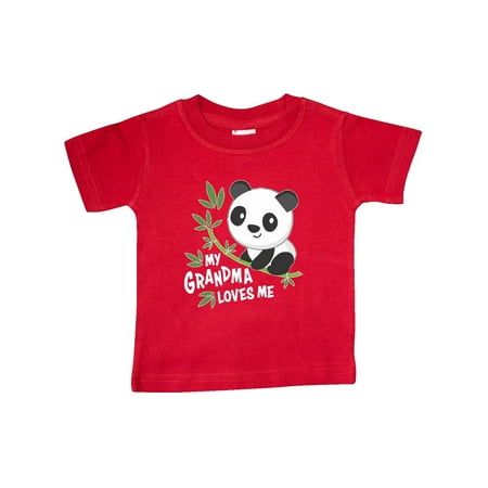 

Inktastic My Grandma Loves Me- cute panda Gift Baby Boy or Baby Girl T-Shirt