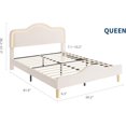 thumbnail image 2 of Queen Size Upholstered LED Bed Frame with Adjustable Headboard and Footboard, Velvet Princess Platform Bedframe for Kids/Girls, Wooden Slats Support, No Box Spring Needed, Easy Assembly, Beige, 2 of 9