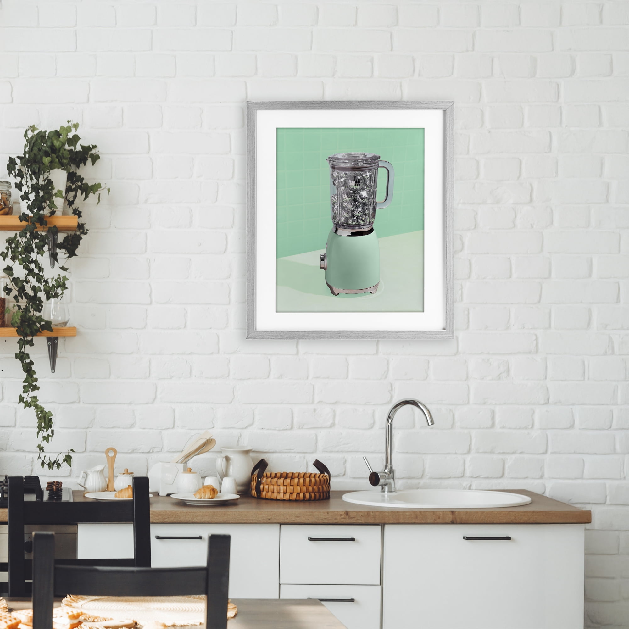 Stupell Industries Disco Drink Blender over Green Gray Framed Print Under Glass, design by LISH Creative
