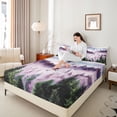 thumbnail image 4 of Homewish Wetsern Farmhouse Adult Queen Sheet Sets, Pink Jungle Tree Flat Sheet, Rustic Nature Scenery Queen Fitted Sheet, Breathable Home Decor, 4-Piece, 4 of 7