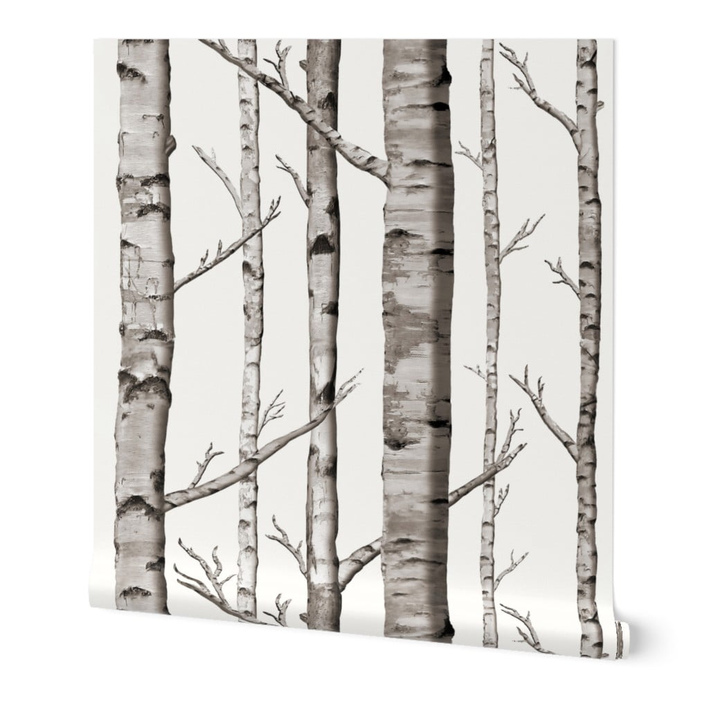 Wallpaper Roll Woodland Trees Winter 24in x 27ft Birch White Forest 