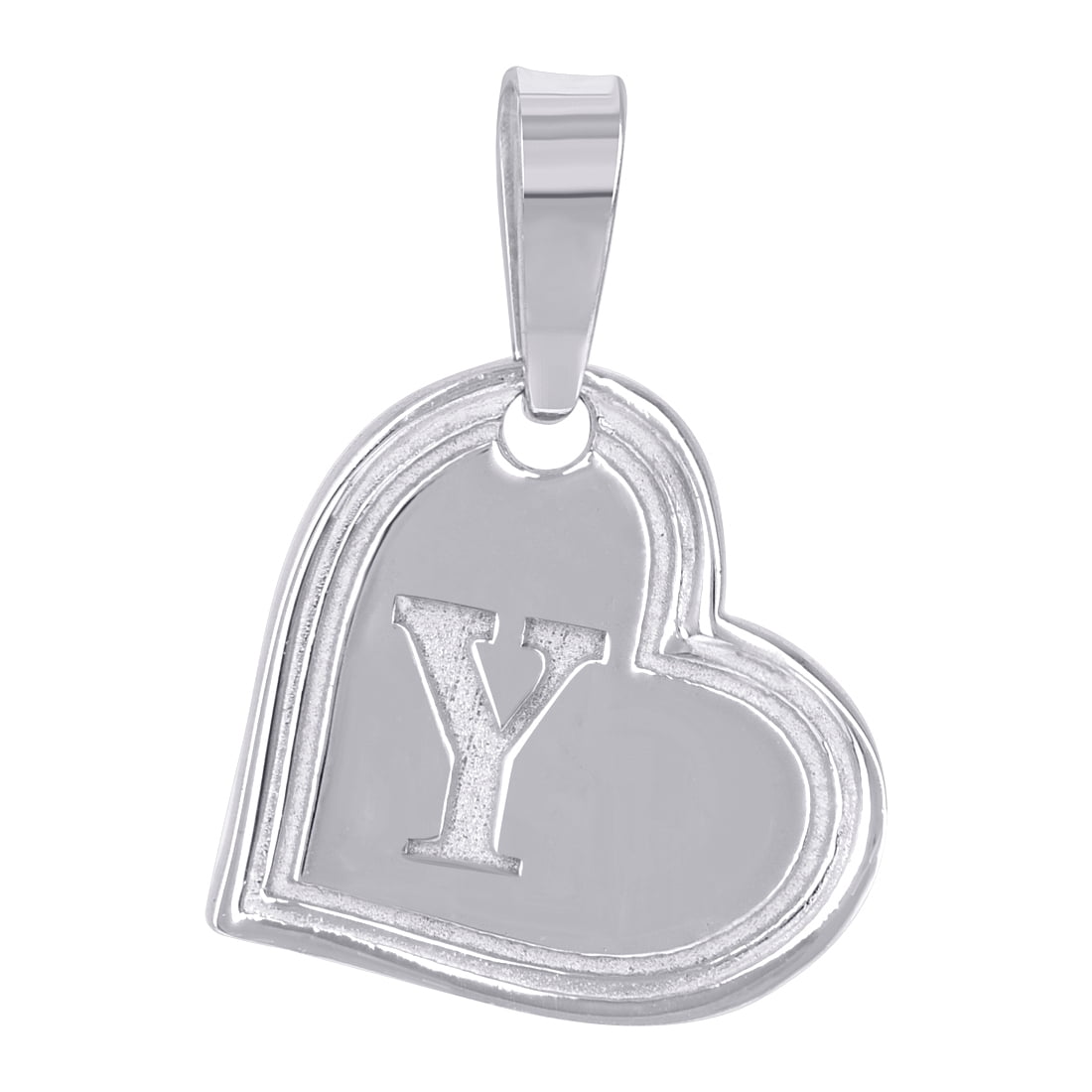 925 Sterling Silver Womens Love Heart Letter Name Personalized Monogram Initial Alphabet Y Charm Pendant Necklace 22.8x1