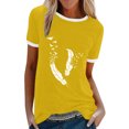 thumbnail image 1 of CEHVOM Femmes Mode Décontractée Imprimé Col Rond Ample Manches Courtes T-shirt Haut Blouse Chandail Liquidation, 1 of 4