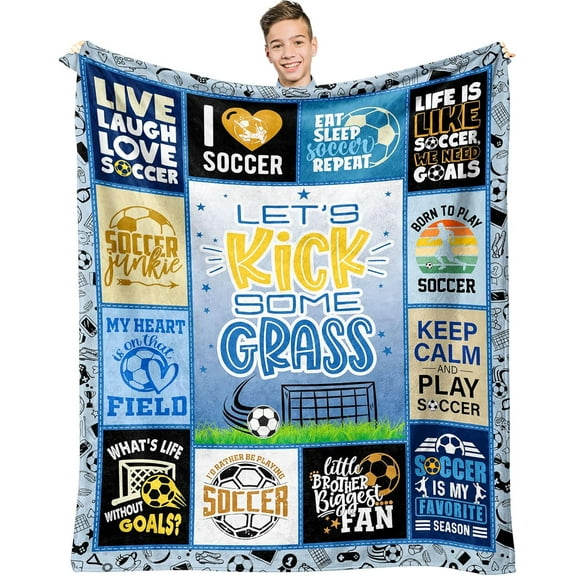 Soccer Gifts for Boys, Christmas Boys Soccer Gifts, Soccer Blankets for Boys, Gifts for Soccer Lovers, Xmas Gifts for Soccer Players Boys, Soccer Gifts for Teen Boys, Soccer Team Gifts 60"x50"