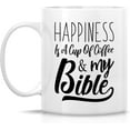 thumbnail image 2 of Funny Mug - Happiness is a Cup of Coffee and Bible Religious 11 Oz Ceramic Coffee Mugs - Funny, Sarcasm, Inspirational birthday gifts for friends, coworkers, staff, him, her, dad mom sis bro, 2 of 2