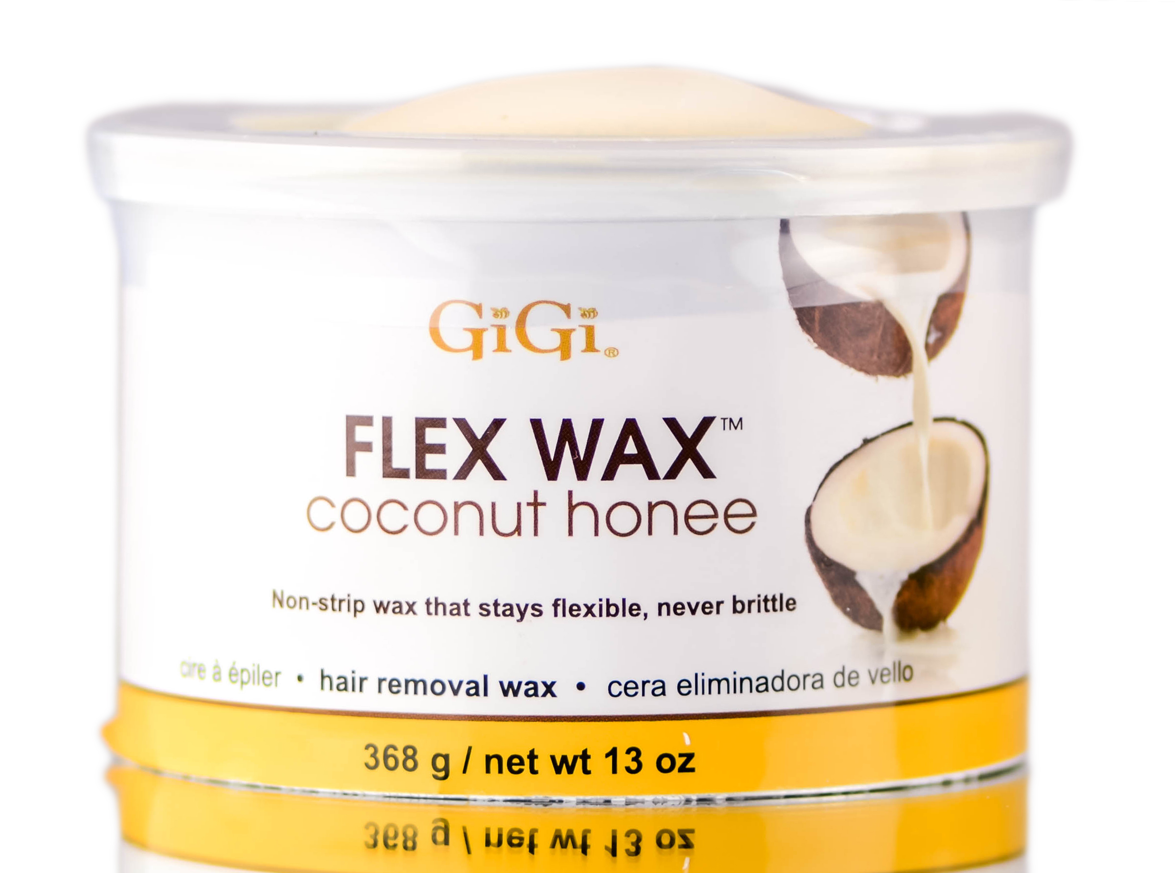 GiGi Flex Wax Coconut Honee Wax 13 oz Pack of 1 with Sleek Comb