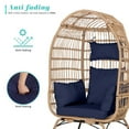 Eclife Rattan Wicker Egg Patio Chair Oversize Metal Lounge Chair with
