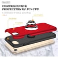 thumbnail image 3 of Case for iPhone 7 Plus iPhone 8 Plus,Dual Layer Hard Military Case with 360 Degree Ring Stand Silicone Bumper Shockproof Protective Case (Camera Protection) Magnetic Car Holder Cover-Red, 3 of 14