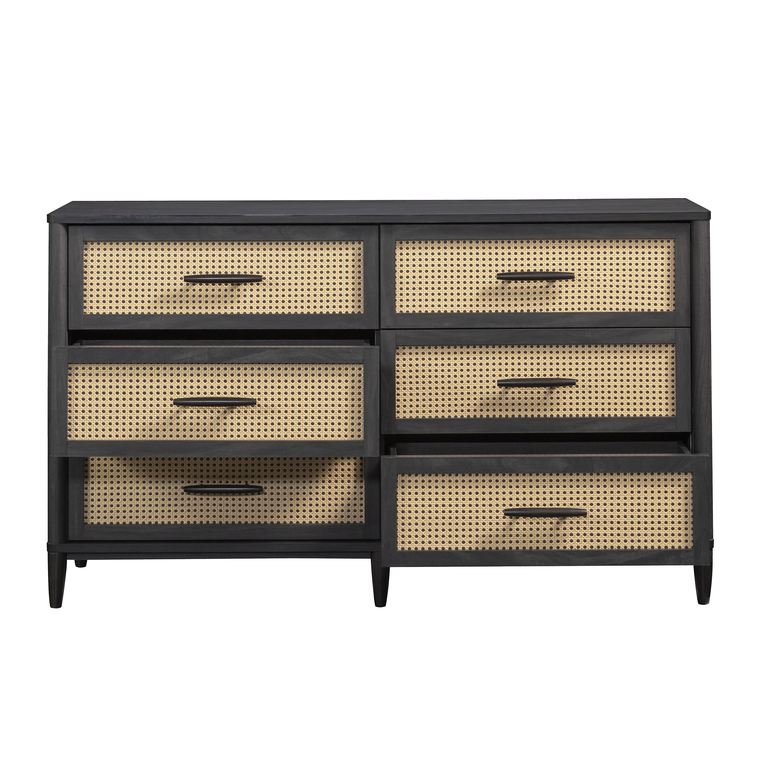 Better Homes & Gardens Springwood Caning 6-Drawer Dresser, Charcoal Finish