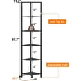 thumbnail image 2 of 6 Tier Corner Shelf with LED Light, 67.5” Tall Standing Shelf Organizer, Black Narrow Bookshelf with Storage Rack for Wall Corner, Living Room, Bedroom, Metal Frame, Wood Display Shelf, 2 of 18