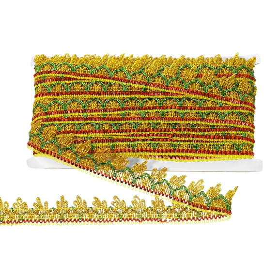 Uxcell 15 Yards 1.2 Inch Metallic Lace Trim Lace Ribbon Decorated Gimp Trim, Bling Gold