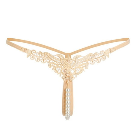 

Skpblutn Lingerie Women Lady Thong Panties Thong Lace Pants Ladies Briefs Underwear Beige One Size