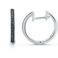 thumbnail image 4 of Round White and Black Diamond Accent Rhodium-Plated Hoop Earrings, 3-Piece Set, 4 of 4